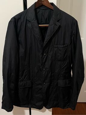 Jil Sander Italy Black Padded Nylon Utility Blazer Sport Coat Jacket 54